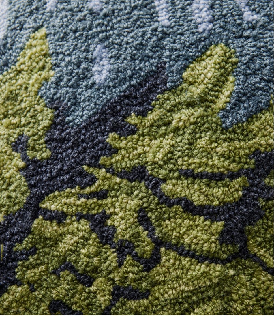 L.L.Bean Sale | Indoor/Outdoor Hooked Pillow, Lakeside Mountain Scene
