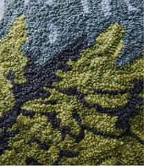 L.L.Bean Sale | Indoor/Outdoor Hooked Pillow, Lakeside Mountain Scene
