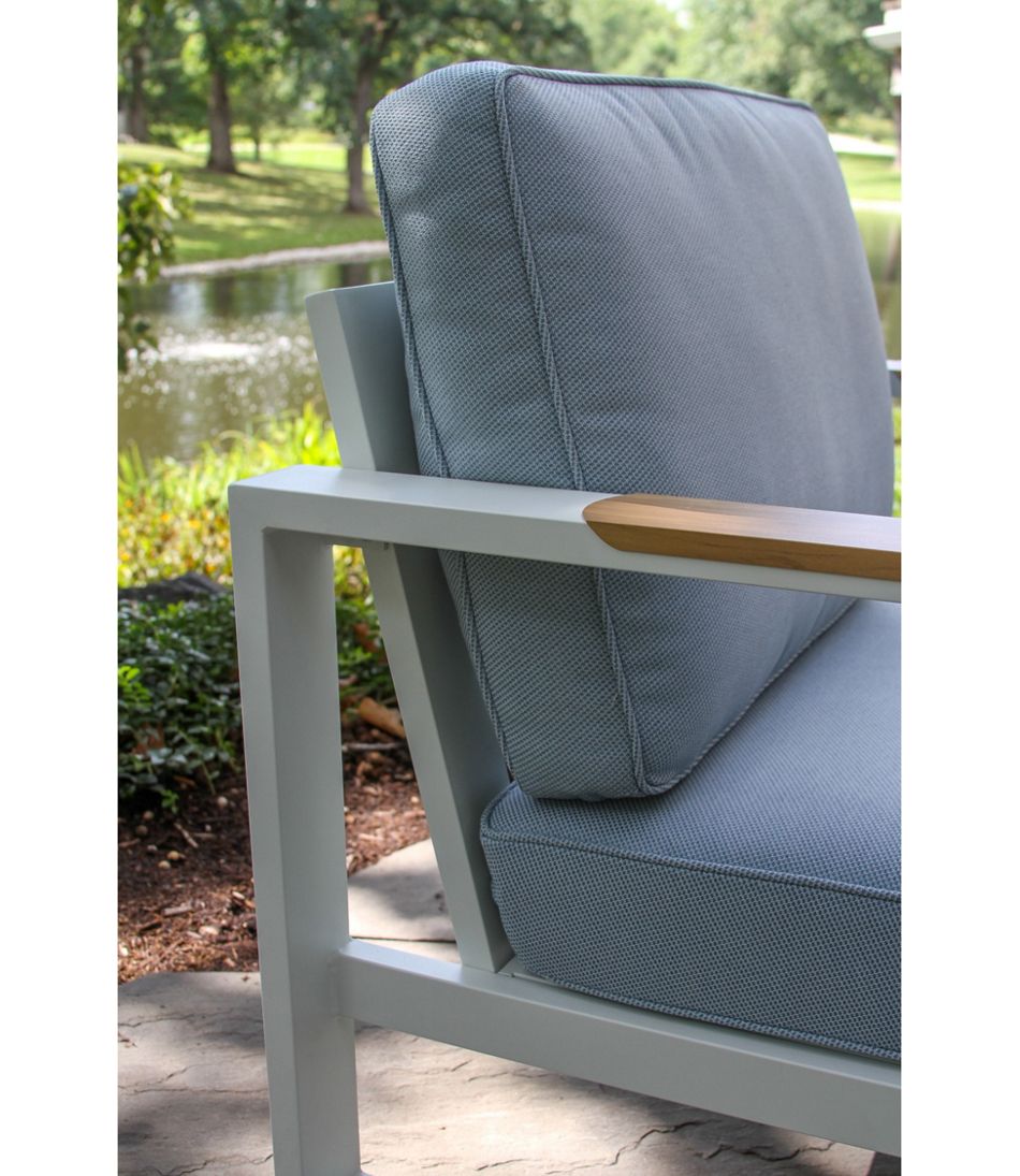 L.L.Bean On Sale | White Aluminum Deep Seating Armchair with Blue Cushions, Set of Two