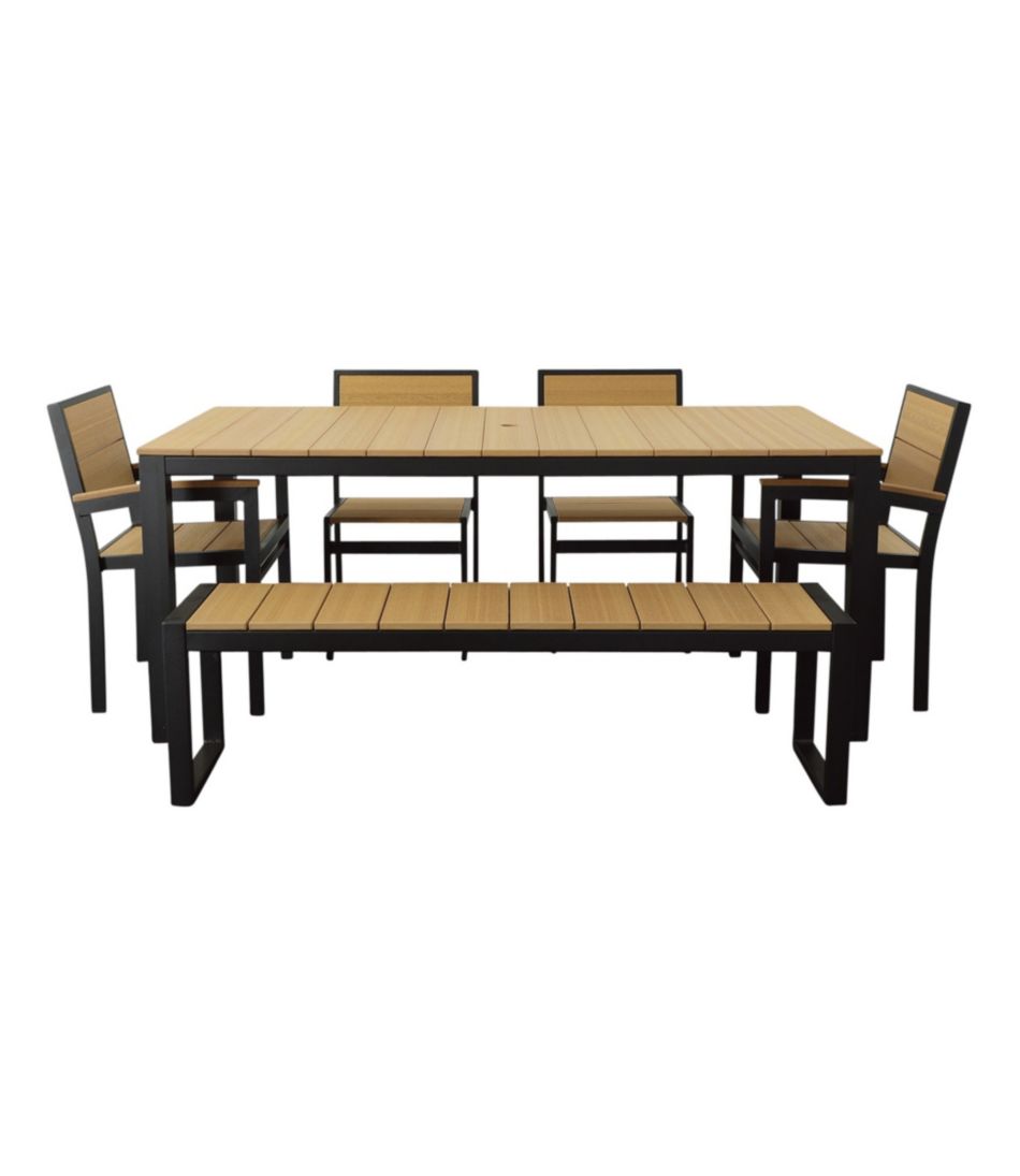 L.L.Bean On Sale | Aluminum/Recycled Poly Lumber Farmhouse Dining Set, Black