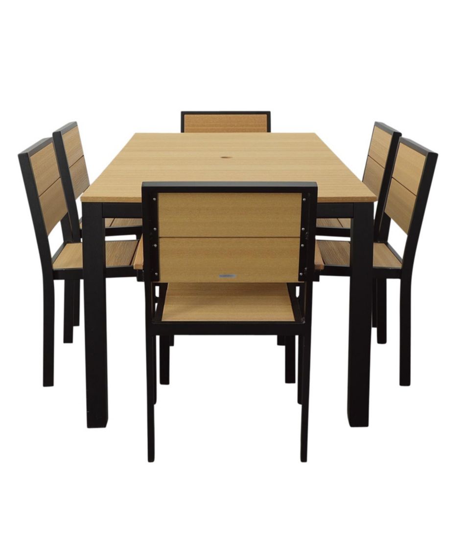 L.L.Bean On Sale | Aluminum/Recycled Poly Lumber Farmhouse Dining Set, Black