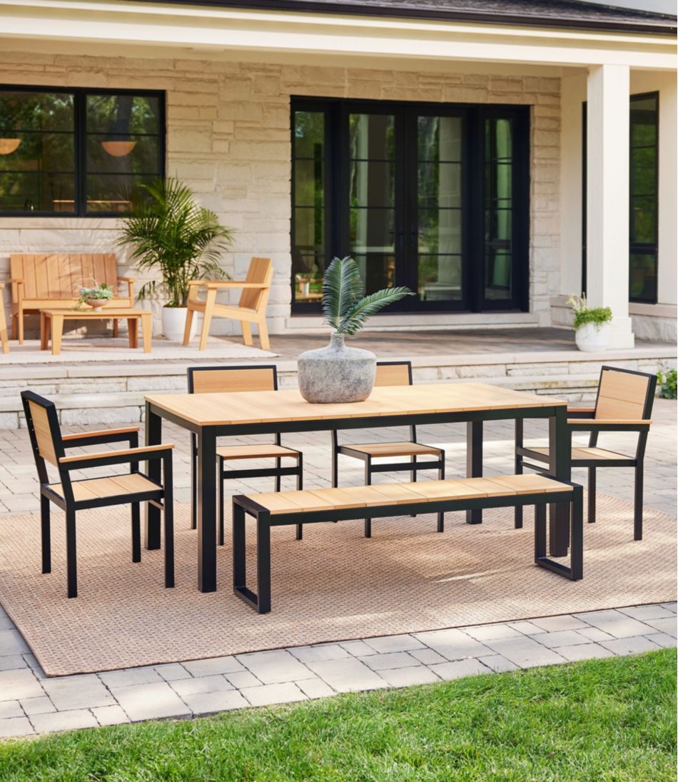 L.L.Bean On Sale | Aluminum/Recycled Poly Lumber Farmhouse Dining Set, Black