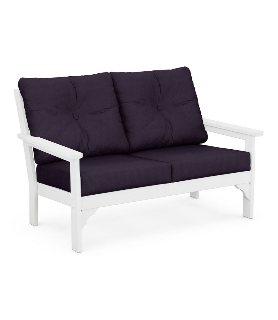 L.L.Bean Sale | All-Weather Patio Loveseat with Textured Cushion, White