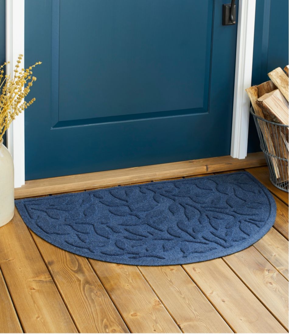L.L.Bean Online | Heavyweight Recycled Waterhog Doormat, Half Round, Woodland Leaf