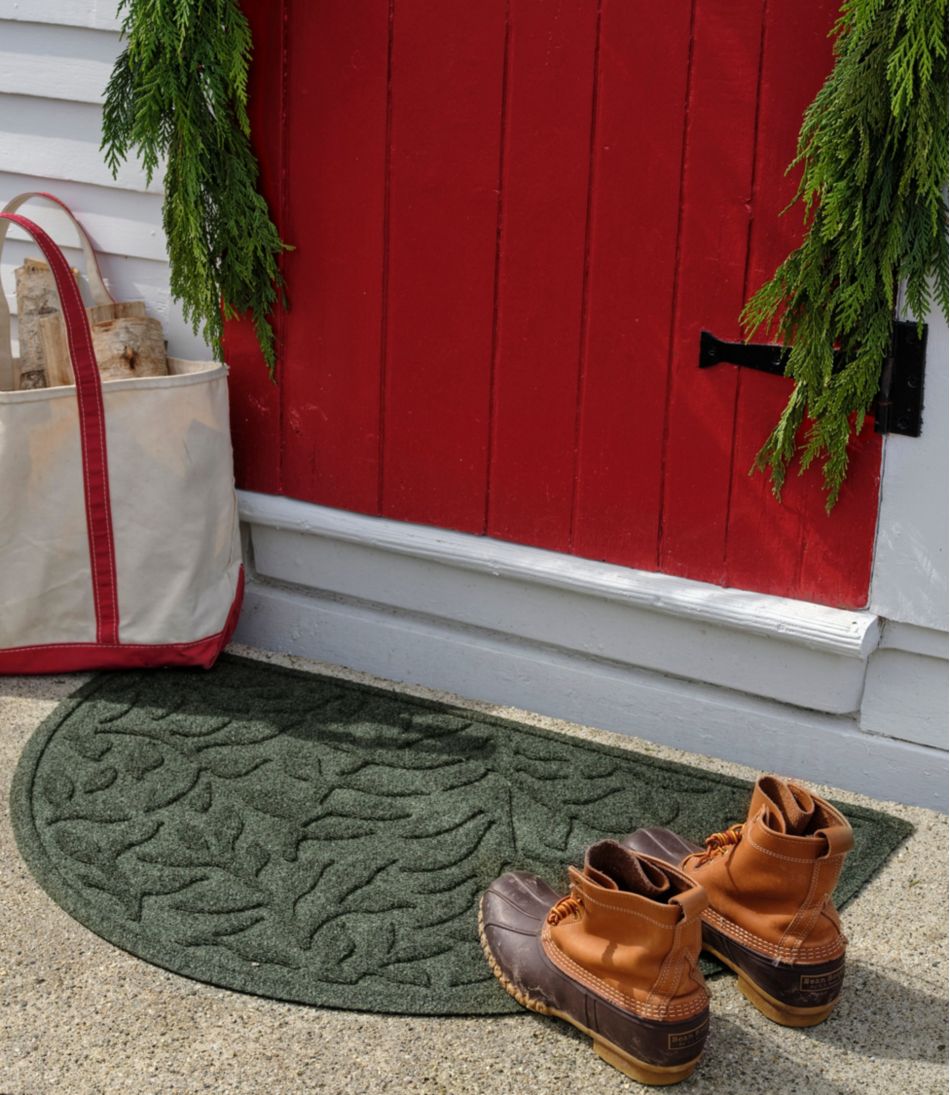 L.L.Bean Online | Heavyweight Recycled Waterhog Doormat, Half Round, Woodland Leaf