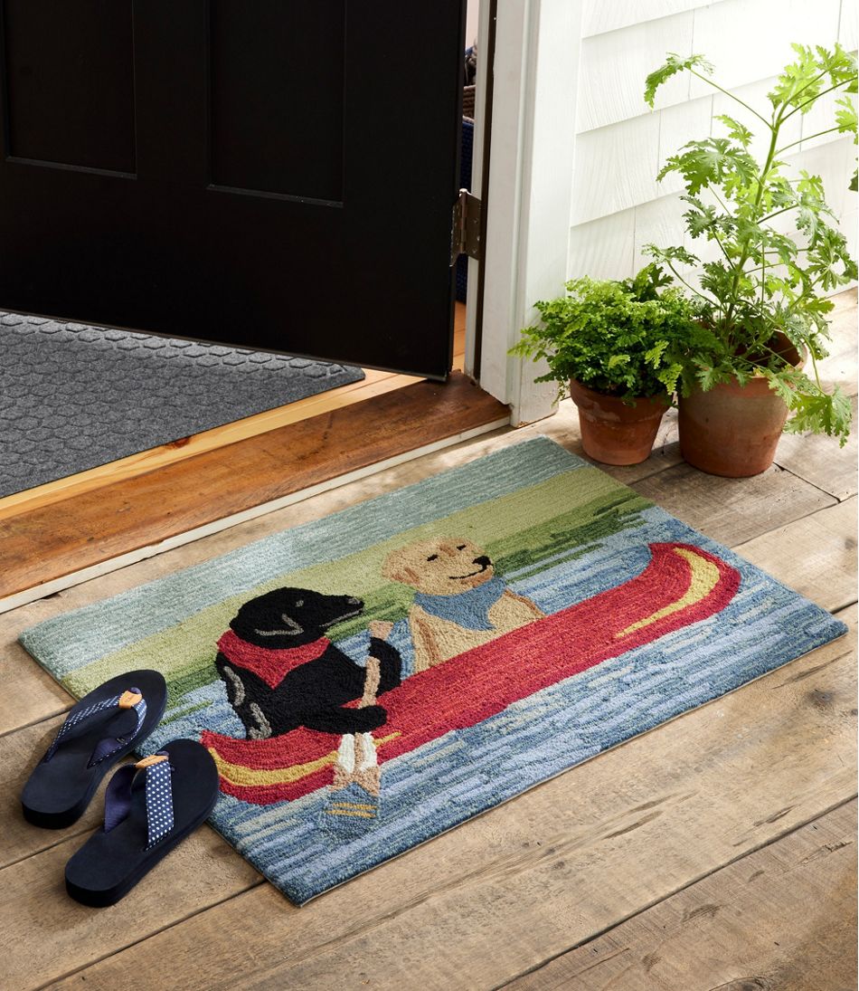 L.L.Bean Discount | Indoor/Outdoor Vacationland Rug, Dog Canoe