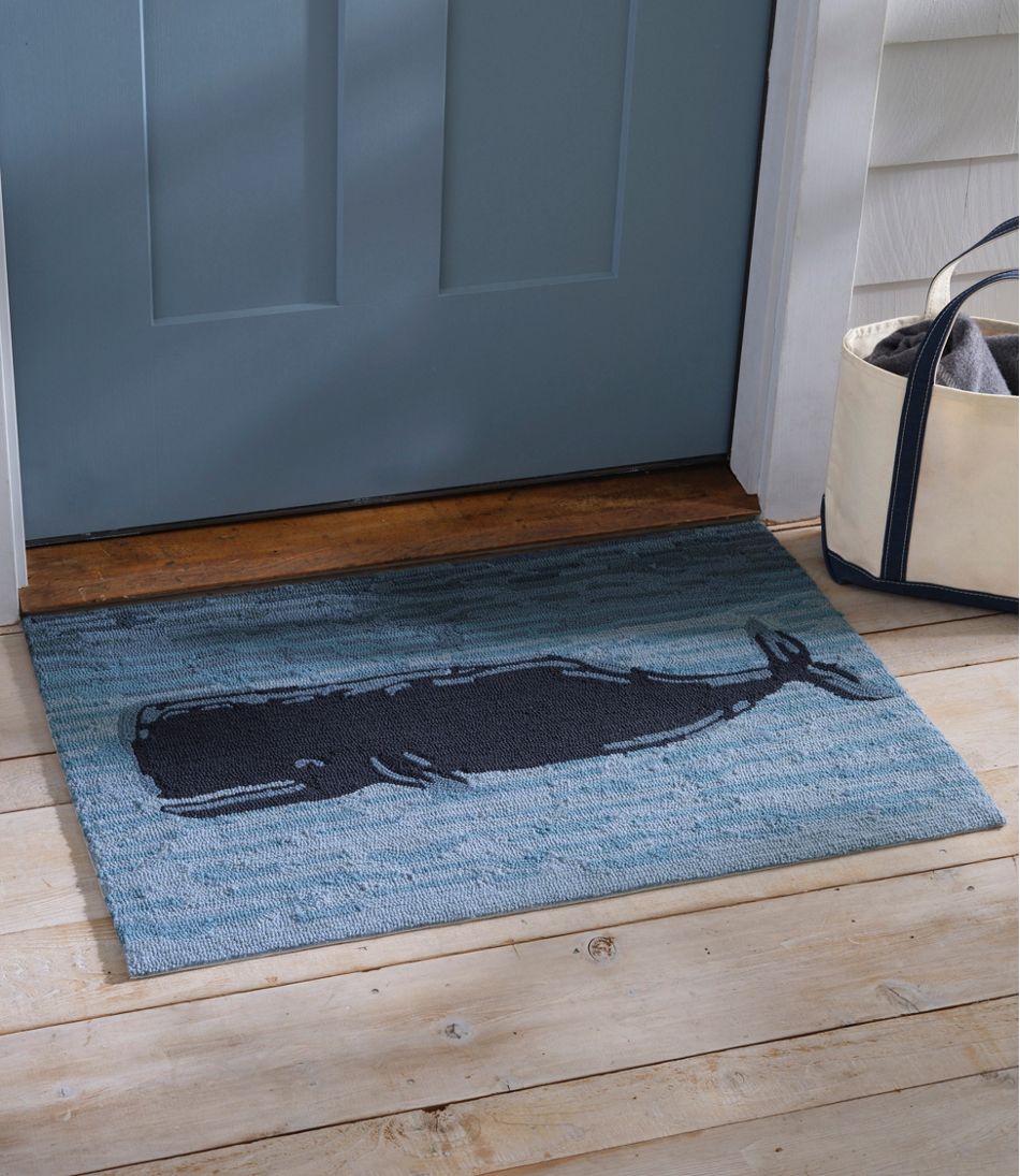 L.L.Bean Outlet | Indoor/Outdoor Vacationland Rug, Coastal Whale
