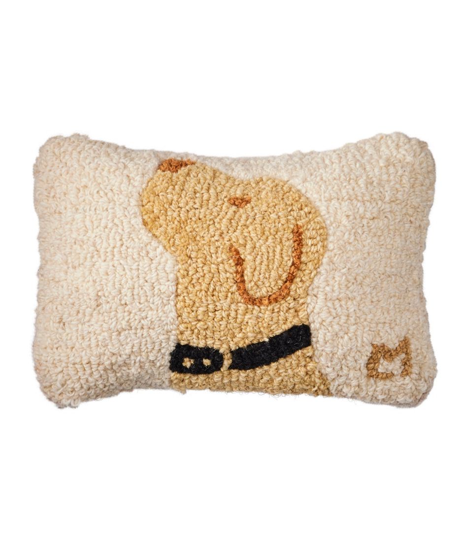 L.L.Bean Discount | Wool Hooked Throw Pillow, Yellow Labrador, 8" x 12"