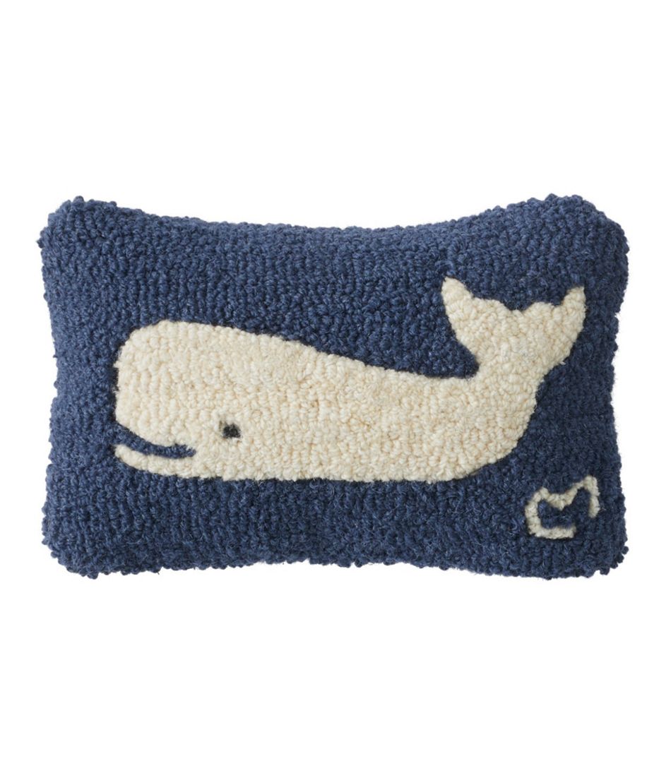 L.L.Bean Sale | Wool Hooked Throw Pillow, Whale, 8" x 12"