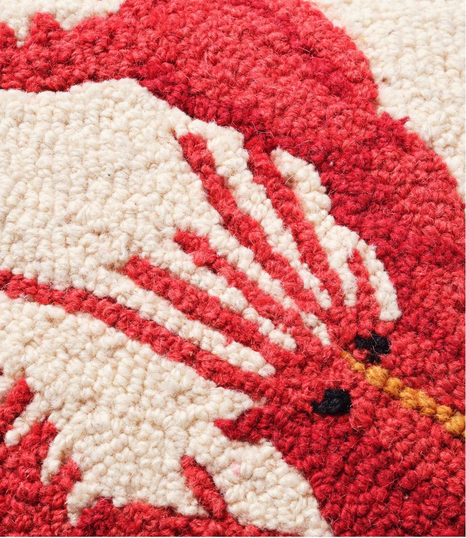 L.L.Bean Discount | Wool Hooked Throw Pillow, Red Lobster, 14" x 14"
