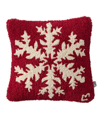 L.L.Bean US | Wool Hooked Throw Pillow, Snowflake, 14" x 14"